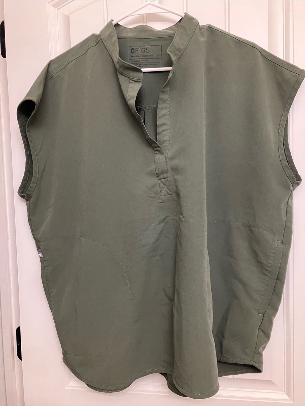 FIGS Olive Green Split-Neck Tunic Top